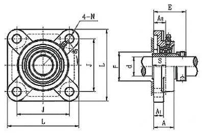 1" Bearing HCF205-16 Square Flanged Cast Housing Mounted Bearing - Eccentric Collar - fast shipping 🇺🇸