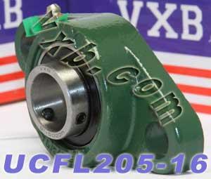 1" Bore Mounted Bearing UCFL-205-16 + 2-Bolt Flanged Cast Housing - fast shipping 🇺🇸