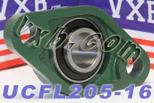 1" Bore Mounted Bearing UCFL-205-16 + 2-Bolt Flanged Cast Housing - fast shipping 🇺🇸
