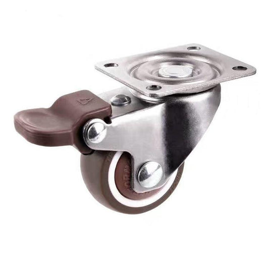 1" Caster Wheel PU TPE Elastic Rubber Wheel - Top Plate - Brakes - fast shipping 🇺🇸