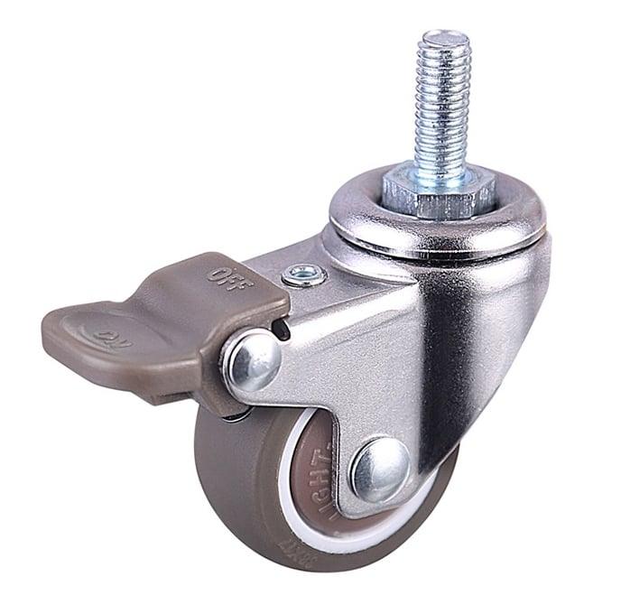 1" M6 Threaded Stem Caster Wheel 50Lbs Load TPE Elastic Rubber Wheel - Brakes - fast shipping 🇺🇸