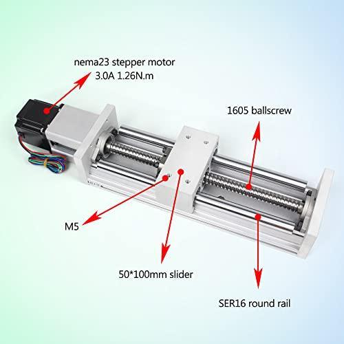 100mm Stroke CNC Linear Stage Motion Actuator, Double Optical Axis X Y Z Axis Linear Slide Rail Aluminum Alloy Cross Sliding Table SBR16 Linear Rail Guide SFU1605 Ballscrew for CNC - fast shipping 🇺🇸