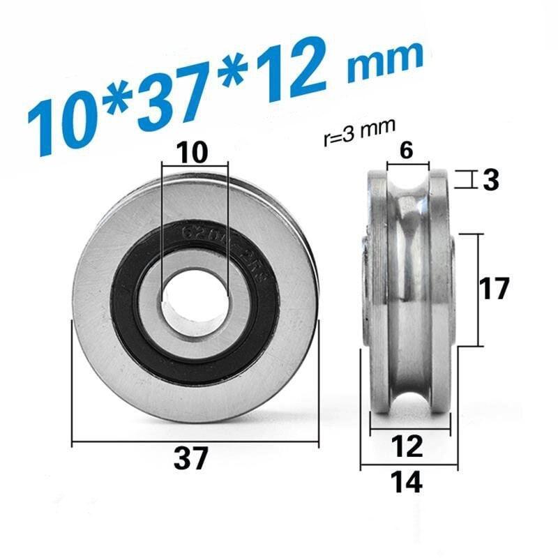 10mm Bore Sealed U-Groove Track Roller Pulley Bearing 10x37x12mm - fast shipping 🇺🇸