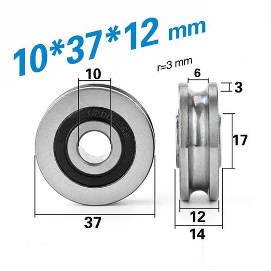 10mm Bore Sealed U-Groove Track Roller Pulley Bearing 10x37x12mm - fast shipping 🇺🇸