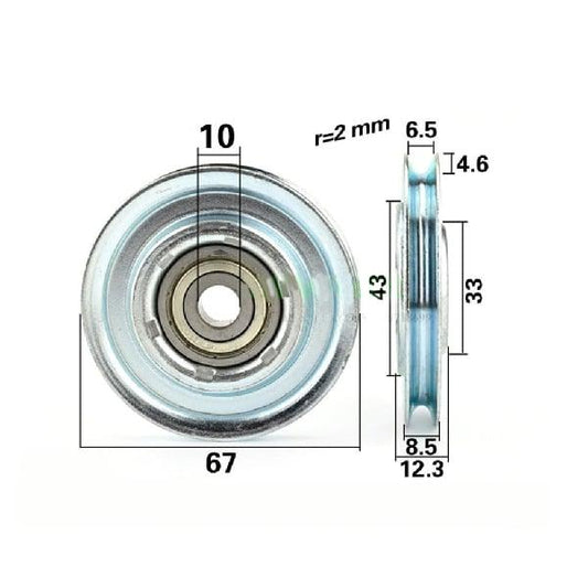 10mm Bore U-Groove Bearing - 67mm Steel Wire Rope Cable Track Pulley 10x67x8.5mm - fast shipping 🇺🇸