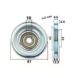 10mm Bore U-Groove Bearing - 67mm Steel Wire Rope Cable Track Pulley 10x67x8.5mm - fast shipping 🇺🇸