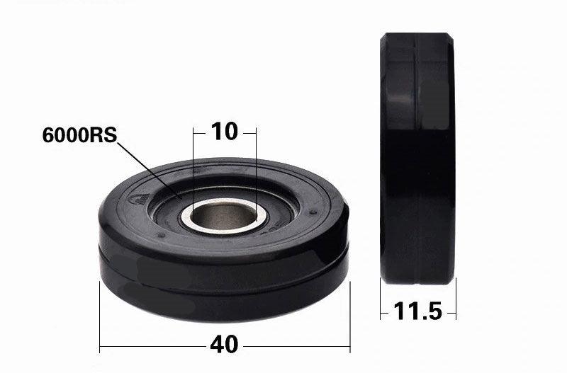 10x40x11.5mm Polyurethane Pulley Wheel Roller Bearing Black Tire 40mm - fast shipping 🇺🇸