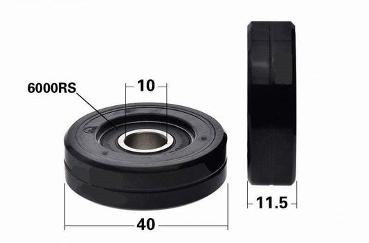 10x40x11.5mm Polyurethane Pulley Wheel Roller Bearing Black Tire 40mm - fast shipping 🇺🇸