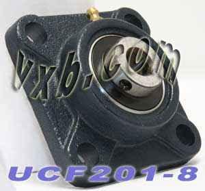 1/2 Bearing UCF201-8 + Square Flanged Cast Housing Mounted Bearings - VXB Ball Bearings