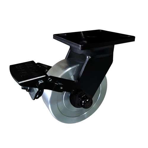 12" Caster Wheel 3307 Lbs Brake Cast iron PU Top Plate - fast shipping 🇺🇸