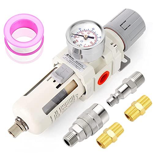 1/2" NPT White Air Filter Pressure Regulator Combo Piggyback, Air Tool Compressor Filter - Gauge AW4000-04 - fast shipping 🇺🇸