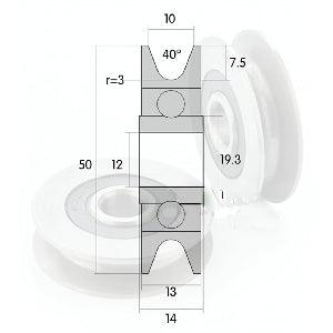 12mm Bore Bearing - 50mm Steel Wire Rope Cable Track Pulley 12x50x13mm - fast shipping 🇺🇸