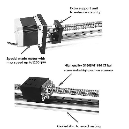 13" Actuator NEMA 23 CNC Ballscrew Linear Motion Slide Rail Table - a Motor - fast shipping 🇺🇸