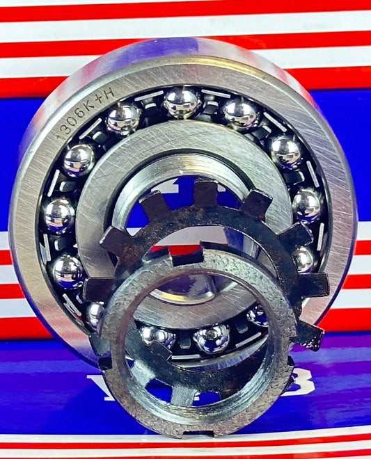1306K+H Tapered Self Aligning Ball Bearing - Adapter Sleeve 25x72x19mm - fast shipping 🇺🇸