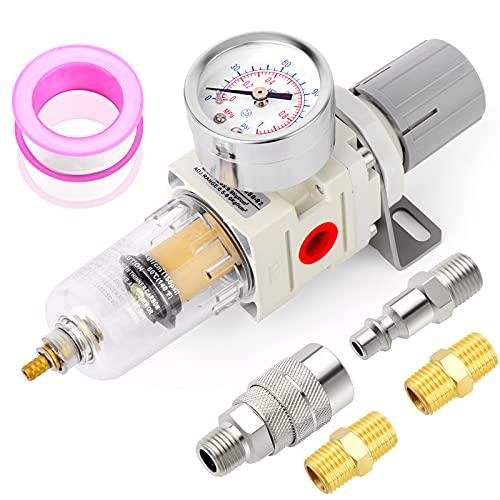 1/4" NPT Air Filter Pressure Regulator Combo Piggyback, Air Tool Compressor Filter - Gauge AW2000-02 - fast shipping 🇺🇸