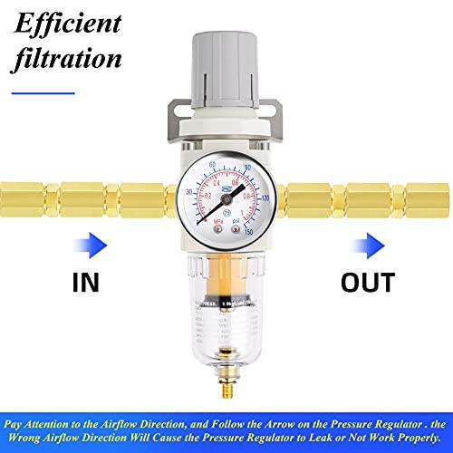 1/4" NPT Air Filter Pressure Regulator Combo Piggyback, Air Tool Compressor Filter - Gauge AW2000-02 - fast shipping 🇺🇸