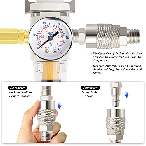 1/4" NPT Air Filter Pressure Regulator Combo Piggyback, Air Tool Compressor Filter - Gauge AW2000-02 - fast shipping 🇺🇸