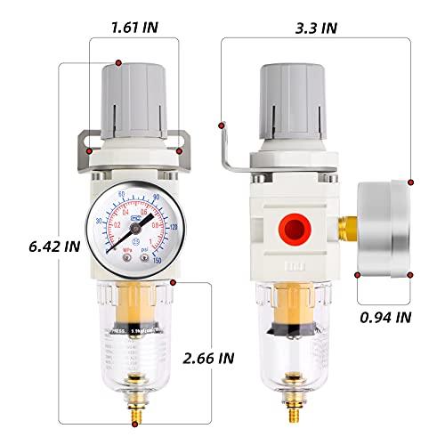 1/4" NPT Air Filter Pressure Regulator Combo Piggyback, Air Tool Compressor Filter - Gauge AW2000-02 - fast shipping 🇺🇸