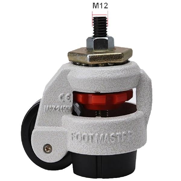 2.36" Adjustable Height Floor Lock Heavy Duty Caster Wheel 60mm - M12 Threaded stem - fast shipping 🇺🇸
