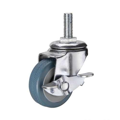 2" 110 Lbs Caster Wheel Threaded - Stem w/ Brake Stainless Steel TPR - fast shipping 🇺🇸