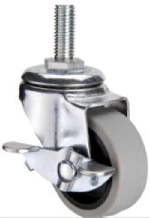 2" Caster Wheel 44 Lbs - Center Brake - TPR - M10 Threaded Stem - fast shipping 🇺🇸