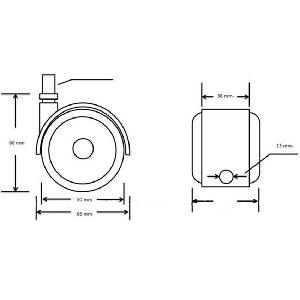 10-Pack 2" Twin Wheels PU Plastic Caster - 10.9mm Dia. Threaded Stem- - fast shipping 🇺🇸
