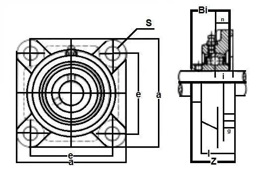 20mm Bearing UCF204 + Square Flanged Cast Housing Mounted Bearings - VXB Ball Bearings