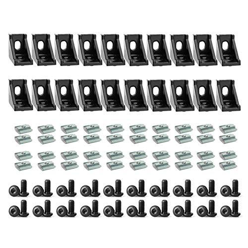 20-Sets Black 2020 Series Aluminum Profile Connector Set - Rail Accessories - fast shipping 🇺🇸