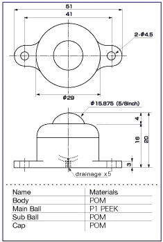 22 lbs Load Capacity PEEK Ball Transfer Unit Made in Japan Surface Bearing - fast shipping 🇺🇸