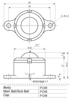 22 lbs Load Capacity U1 UHMWPE Plastic Ball Transfer Unit Made in Japan Surface Bearing - fast shipping 🇺🇸