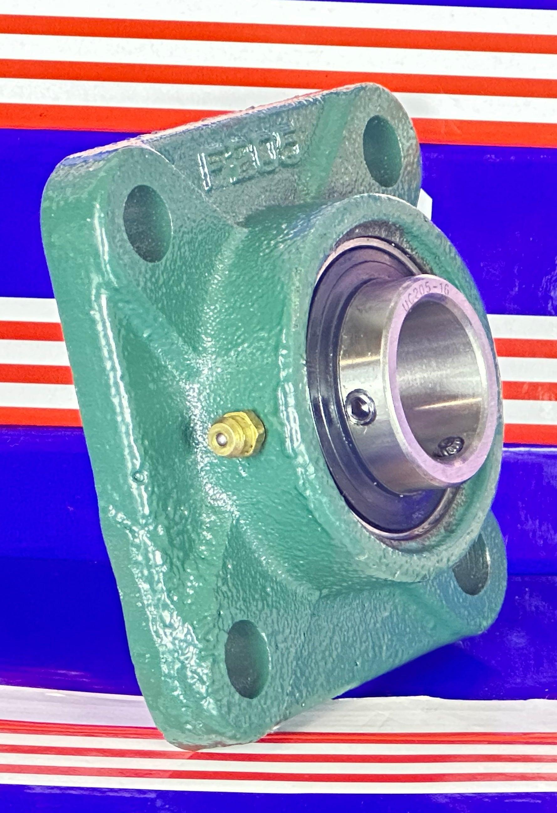 1" Bore Mounted Bearing UCF205-16 + Square Flanged Cast Housing - fast shipping 🇺🇸