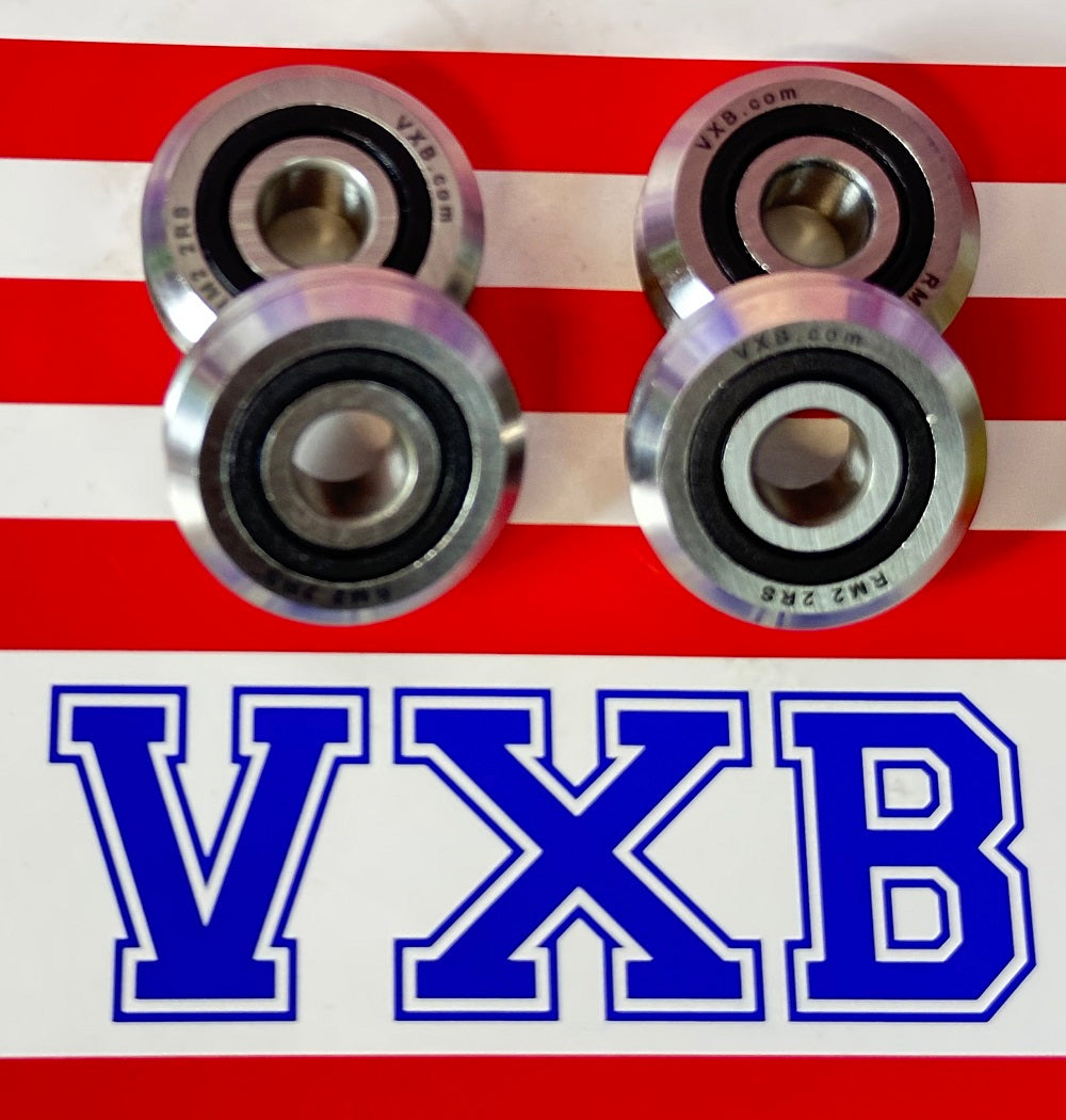 4-Pack RM2-2RS 3/8'' Track Roller Ball Bearing V-Groove - Rubber Sealed - fast shipping 🇺🇸