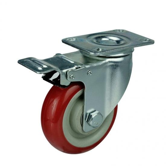 3" Caster Wheel - Brake - PVC - Top Plate Mount - fast shipping 🇺🇸