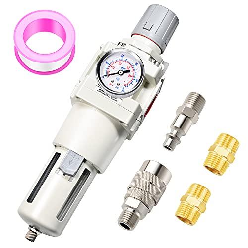 3/4 Inch NPT Manual Drainage Air Filter Pressure Regulator Combo Piggyback, Air Tool Compressor Filter - Gauge AW4000-06 - fast shipping 🇺🇸