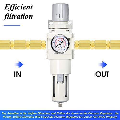 3/4 Inch NPT Manual Drainage Air Filter Pressure Regulator Combo Piggyback, Air Tool Compressor Filter - Gauge AW4000-06 - fast shipping 🇺🇸
