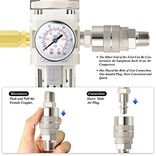 3/8" NPT Air Filter Pressure Regulator Combo Piggyback, Air Tool Compressor Filter - Gauge AW3000-03 - fast shipping 🇺🇸