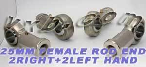 4 Female Rod End 25mm PHS25 2 Right Hand & 2 Left Hand Bearing - fast shipping 🇺🇸