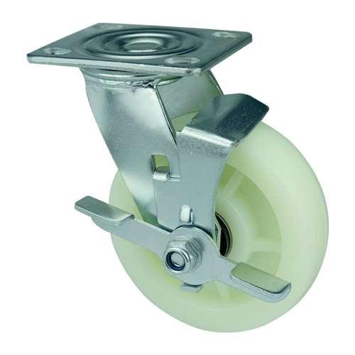4" Heavy Duty Caster Wheel 1102 Lbs Side Brake Polypropylene Top Plate - fast shipping 🇺🇸