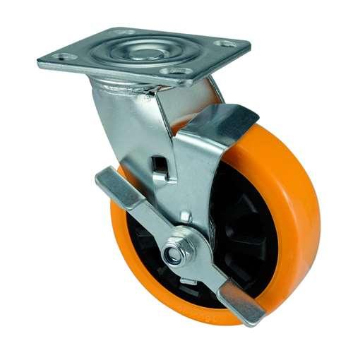 4" Heavy Duty Caster Wheel 441 Lbs Side brake PU Top Plate - fast shipping 🇺🇸