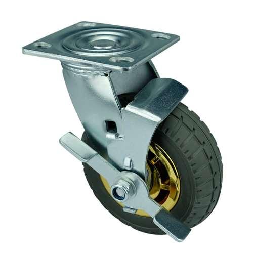 4" Heavy Duty Caster Wheel 441 Lbs - Center Brake Polypropylene core - Rubber Top Plate - fast shipping 🇺🇸