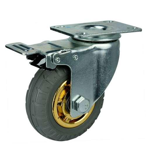 4" Caster Wheel 154 Lbs - Brake Rubber Top Plate - fast shipping 🇺🇸