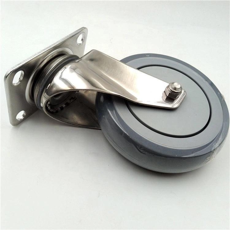 4" Stainless Steel Caster TPR Wheel - Top Plate - fast shipping 🇺🇸