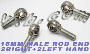 4 Male Rod End 16mm POS16 - 2 RH + 2 LH Hand Bearing - fast shipping 🇺🇸