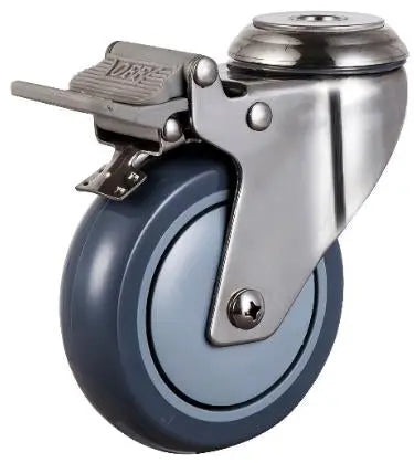 4" 242 Lbs Caster Wheel w/ Brake - Bolt Stainless Steel TPR - fast shipping 🇺🇸
