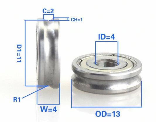 4mm Bore Bearing - 13mm Pulley U-Groove Track Roller Bearing 4x13x4mm - fast shipping 🇺🇸