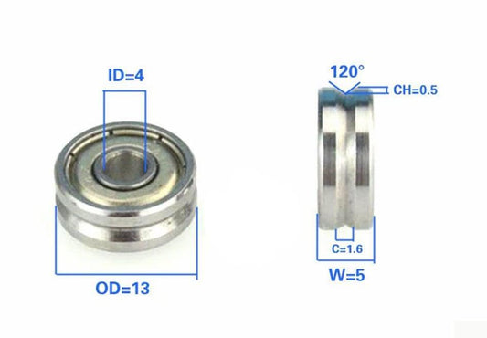4mm Bore Bearing - 13mm Pulley V Groove Track Roller Bearing 4x13x5mm - fast shipping 🇺🇸