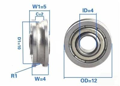 4x12x4/5mm U-Groove Track Roller Bearing Extended inner ring width of 5mm - fast shipping 🇺🇸