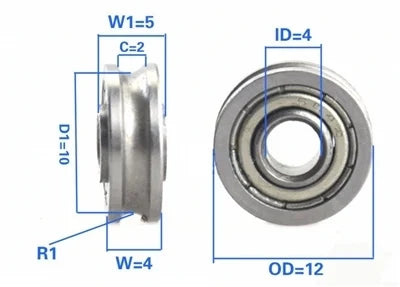 4x12x4/5mm U-Groove Track Roller Bearing Extended inner ring width of 5mm - fast shipping 🇺🇸