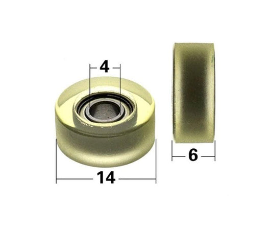 4x14x6mm Polyurethane Miniature Pulley Wheel Roller Bearing With 14mm Tire - fast shipping 🇺🇸