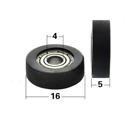 4x16x5mm Polyurethane Pulley Bearing - 16mm Black Tire - fast shipping 🇺🇸